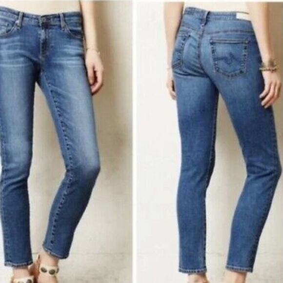 Adriano Goldschmied The Stevie Slim Straight Capri Dark Wash Blue Size 27 - Picture 1 of 10